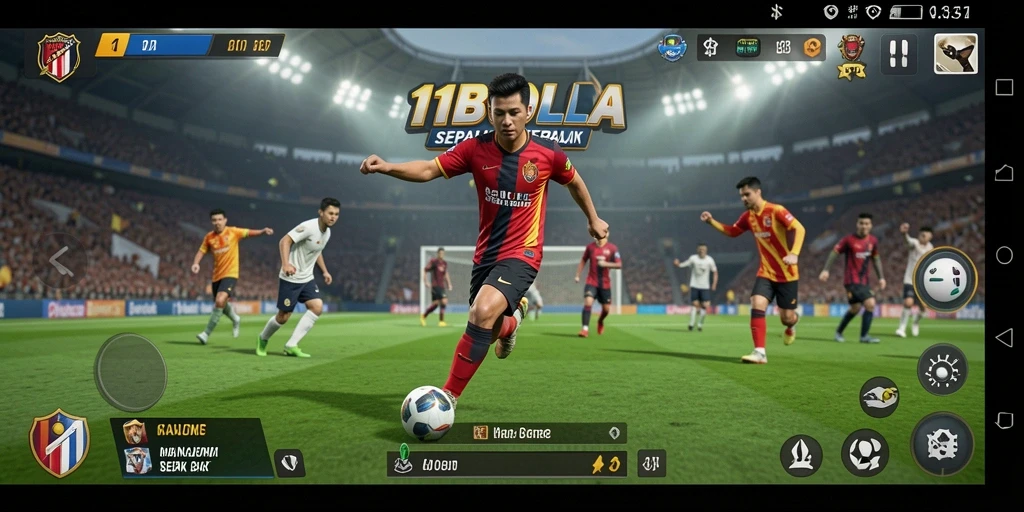 Tampilan gameplay menarik dalam 11BOLA dengan manajemen tim yang seru.