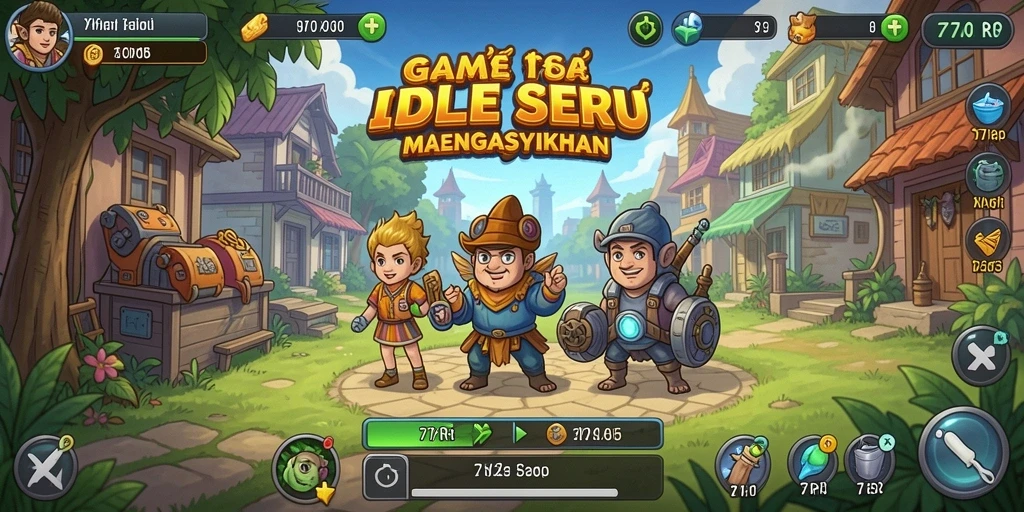 Screenshot gameplay 77RP menampilkan momen seru dalam game Idle.