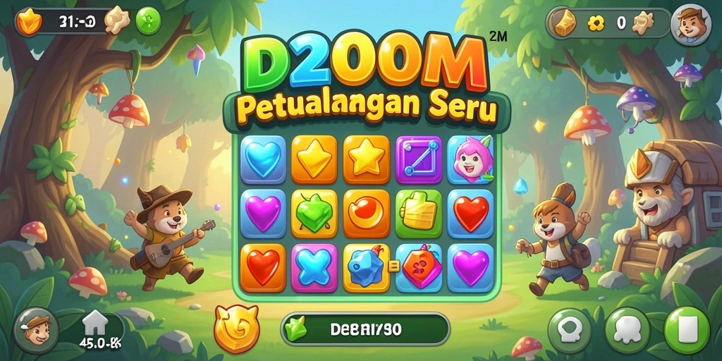 Screenshot D200M menunjukkan gameplay Match-3 yang seru dan menantang.