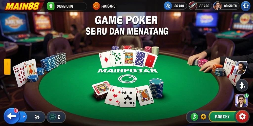 Tampilan gameplay Poker yang menarik dan interaktif di MAIN88.