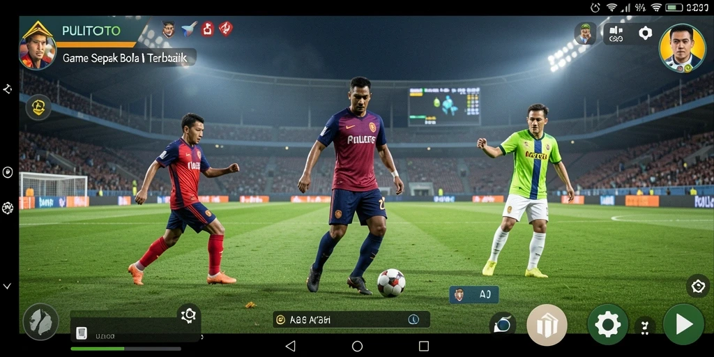 Tampilan gameplay PULITOTO dengan aksi sepak bola yang mendebarkan.