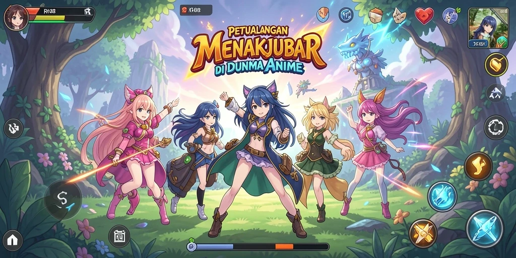 Screenshot menampilkan pertarungan epik di dunia Anime.