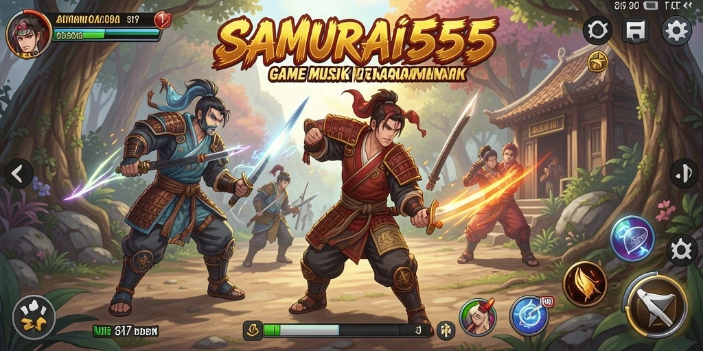 Tampilan gameplay SAMURAI555 dengan alunan musik yang menarik.