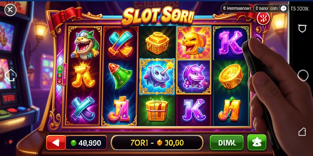 Screenshot gameplay T6 yang menunjukkan kemeriahan mesin Slot.