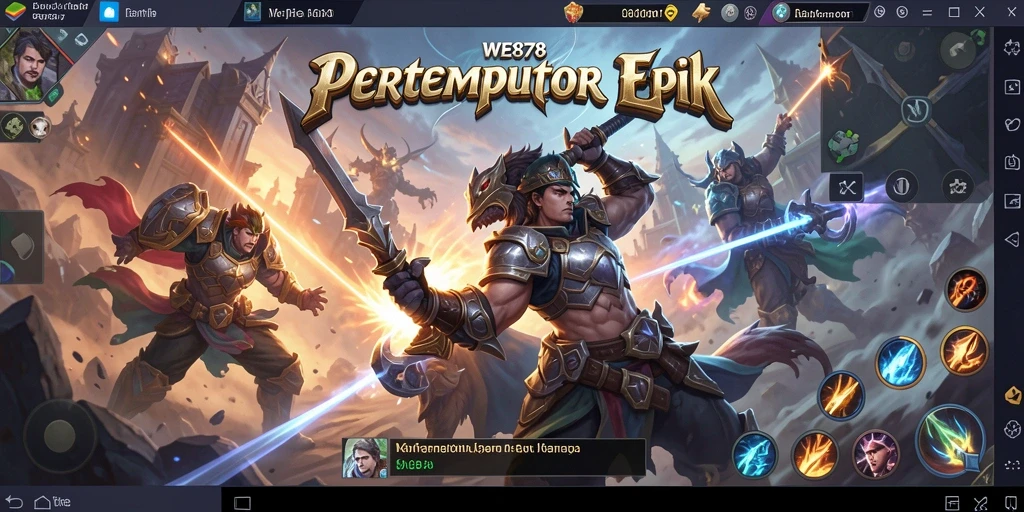 Screenshot gameplay WE878 menampilkan pertarungan seru antar karakter di peta.